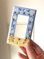 Hand-Painted Floral Switch Plate, Butter Yellow Blue Daisies Wall Art