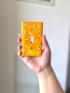 Hand-Painted Yellow Bee Pattern Light Switch Plates, Bumblebee Kitchen Decor, Outlet Cover Wall Art