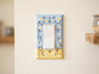 Hand-Painted Floral Switch Plate, Butter Yellow Blue Daisies Wall Art