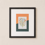 Original Matted Floral Watercolor Paintings, Hand Painted Flowers, Colorful Metallic Background, 8x10" Mat