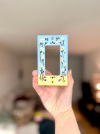 Hand-Painted Floral Switch Plate, Butter Yellow Blue Daisies Wall Art