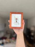 Mini Framed Watercolor Paintings: Rose, Lemon, Orange, UFOs, Striped Fabric Back