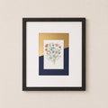 Original Matted Floral Watercolor Paintings, Hand Painted Flowers, Colorful Metallic Background, 8x10" Mat