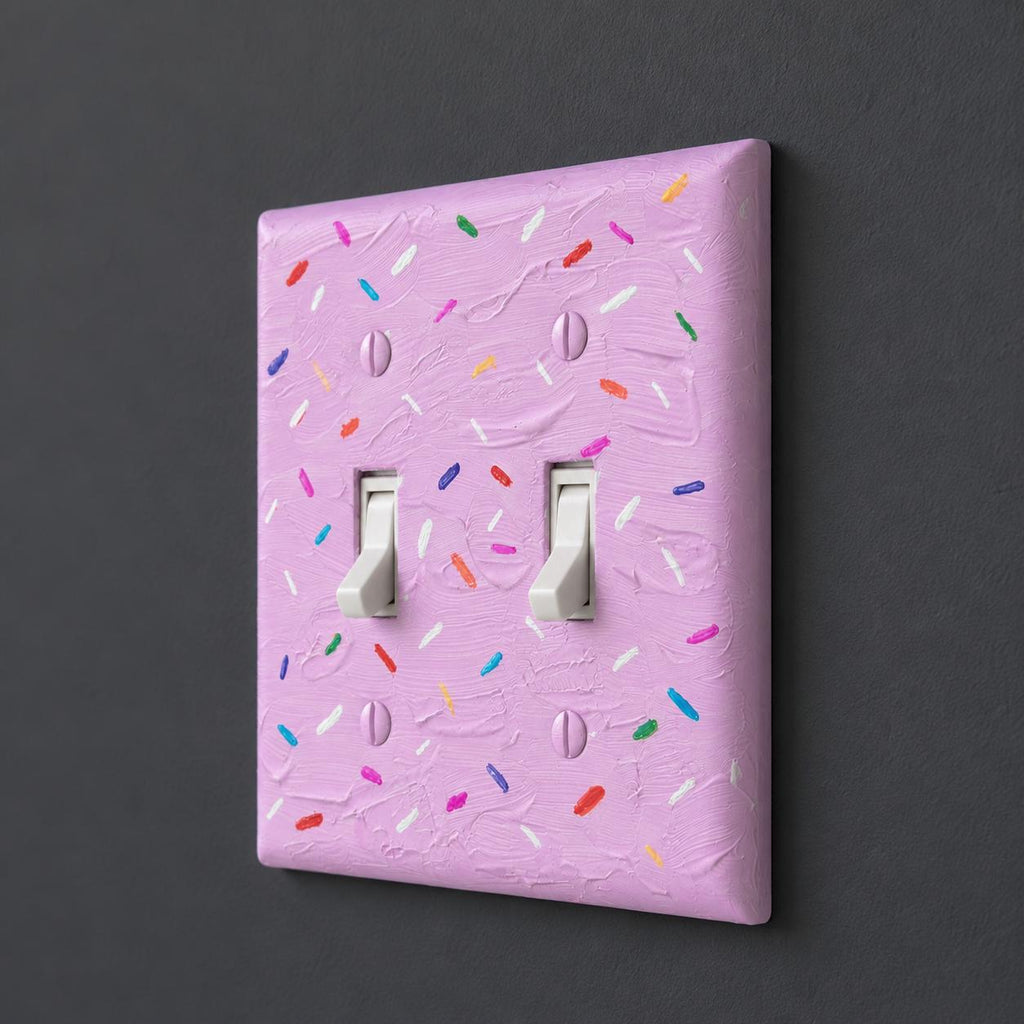 Hand-Painted Birthday Cake Sprinkles Light Switch Plate, Ice Cream Frosting Glazed Donut Outlet Cover