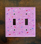 Hand-Painted Birthday Cake Sprinkles Light Switch Plate, Ice Cream Frosting Glazed Donut Outlet Cover