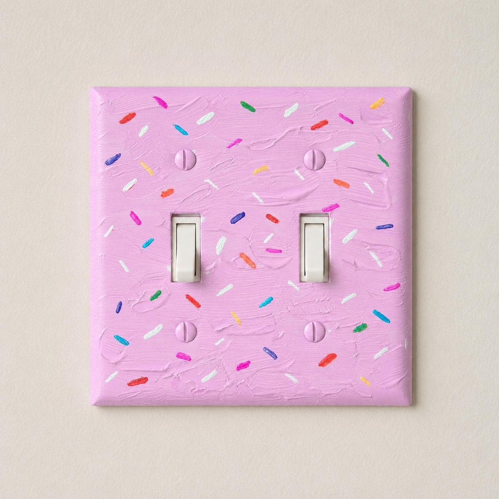Hand-Painted Birthday Cake Sprinkles Light Switch Plate, Ice Cream Frosting Glazed Donut Outlet Cover