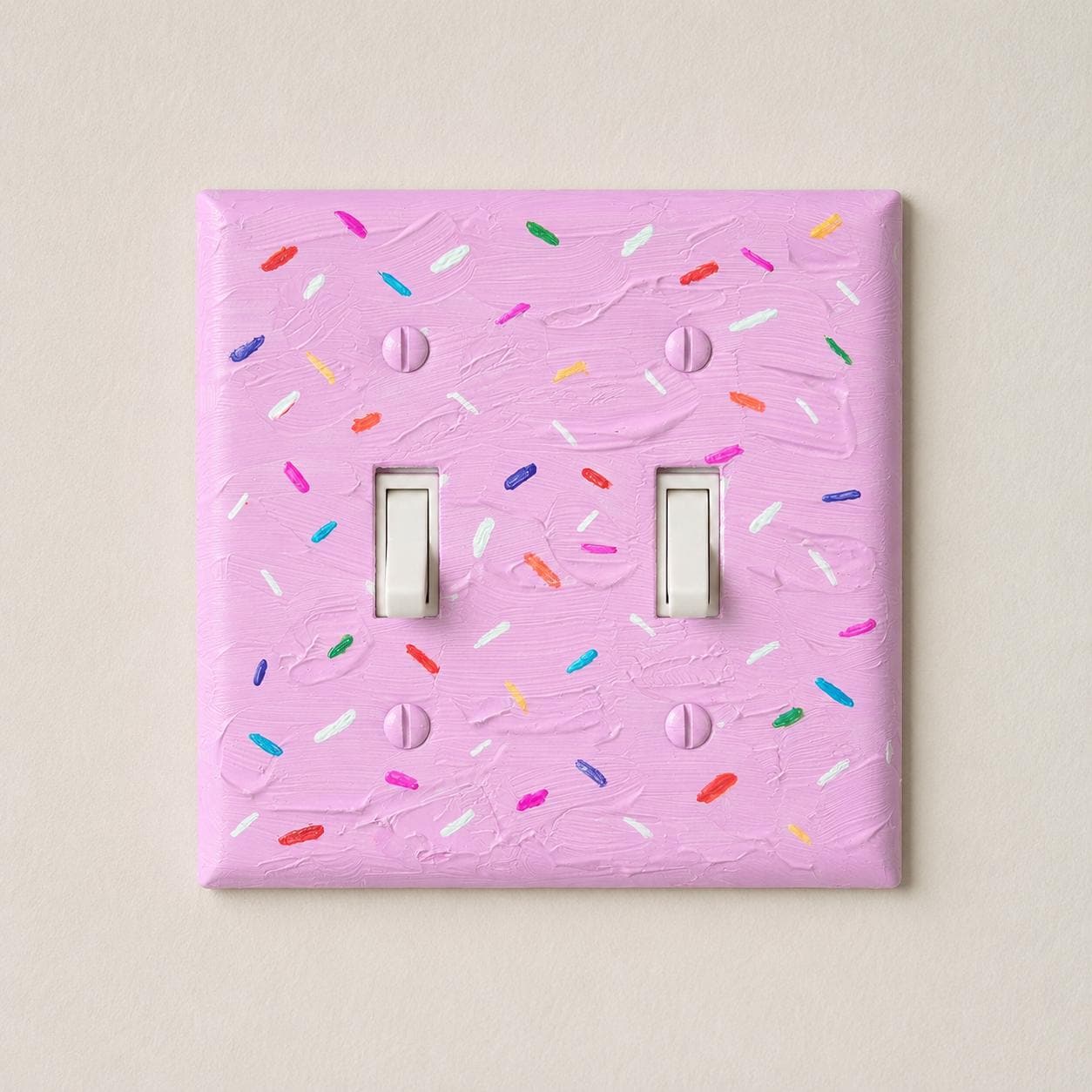 Hand-Painted Birthday Cake Sprinkles Light Switch Plate, Ice Cream Frosting Glazed Donut Outlet Cover