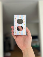 Hand-Painted Flowers Switch Plate, Baby Pink and Light Blue Floral Wall Art, Home Outlet Cover