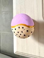 Handpainted Wooden Drawer and Cupboard Door Knob, Lavender and Black Dots with Gold Accent, Modern Farmhouse Cabinet Pulls Ho