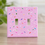 Hand-Painted Birthday Cake Sprinkles Light Switch Plate, Ice Cream Frosting Glazed Donut Outlet Cover
