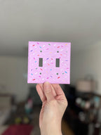 Hand-Painted Birthday Cake Sprinkles Light Switch Plate, Ice Cream Frosting Glazed Donut Outlet Cover