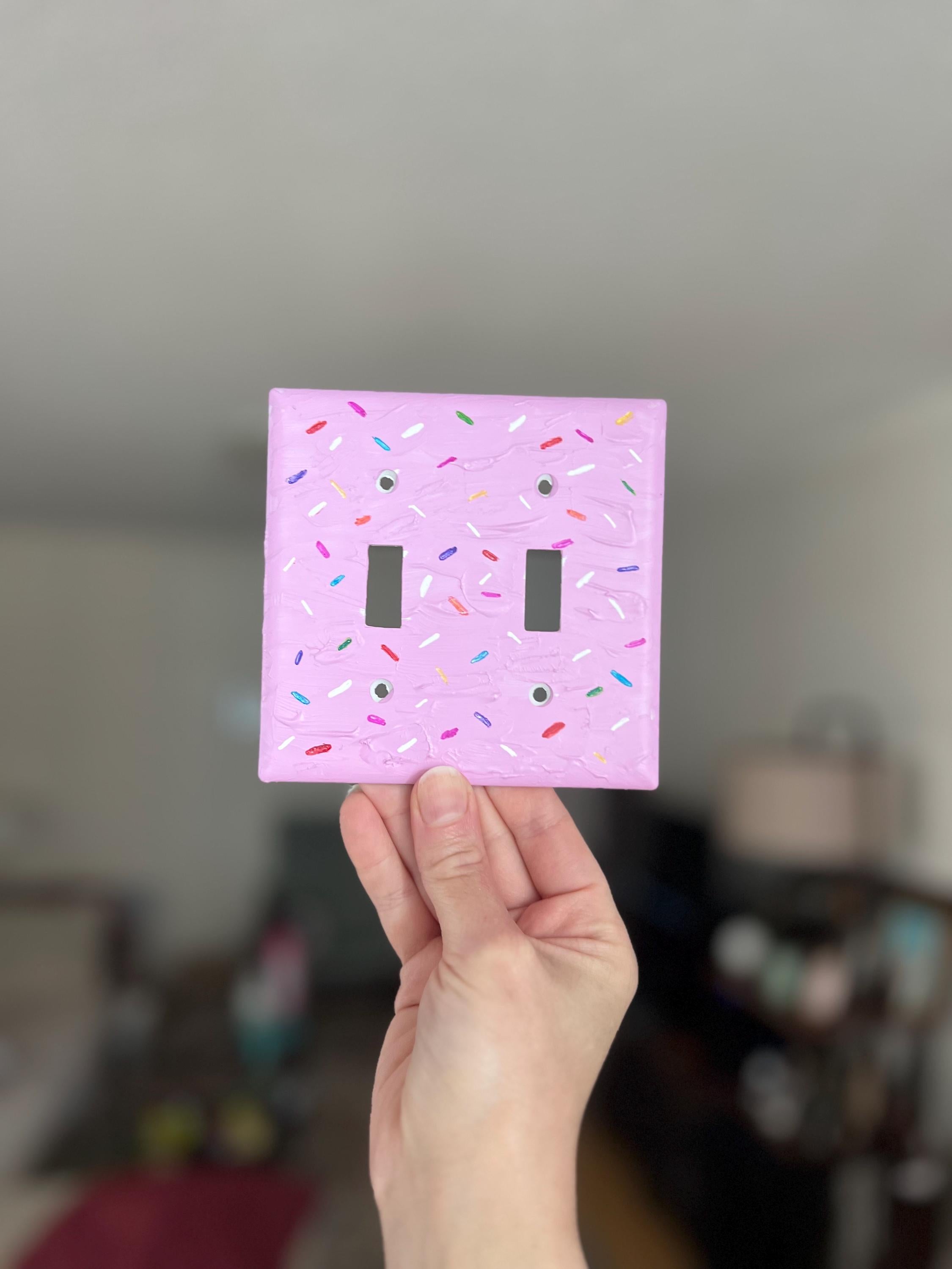 Hand-Painted Birthday Cake Sprinkles Light Switch Plate, Ice Cream Frosting Glazed Donut Outlet Cover
