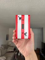 Hand-Painted Black Cat Light Switch Plate, Red Stripes Unique Wall Art, Home Outlet Cover, Other Colors Available!