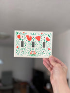 Hand-Painted Floral Light Switch Plate Cover, Orange Flowers Modern Wall Art