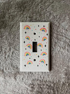 Hand-Painted Rainbow Light Switch Plate, Colorful Wall Outlet Cover Art