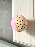 Handpainted Wooden Drawer and Cupboard Door Knob, Lavender and Black Dots with Gold Accent, Modern Farmhouse Cabinet Pulls Ho