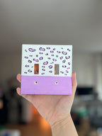 Hand-Painted Leopard Pattern Light Switch Plate, Purple Modern Pastel Cheetah Spots Outlet Wall Art