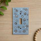 Hand-Painted Soccer Football Light Switch Plate, Blue Kids Bedroom Sports Wall Outlet Cover Art