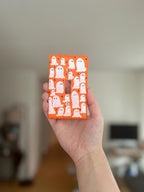 Hand-Painted Ghost Halloween Light Switch Plate, Orange Spooky Decor