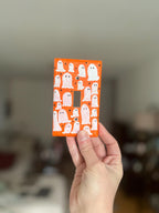 Hand-Painted Ghost Halloween Light Switch Plate, Orange Spooky Decor