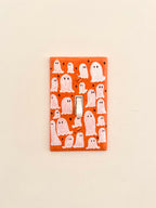 Hand-Painted Ghost Halloween Light Switch Plate, Orange Spooky Decor