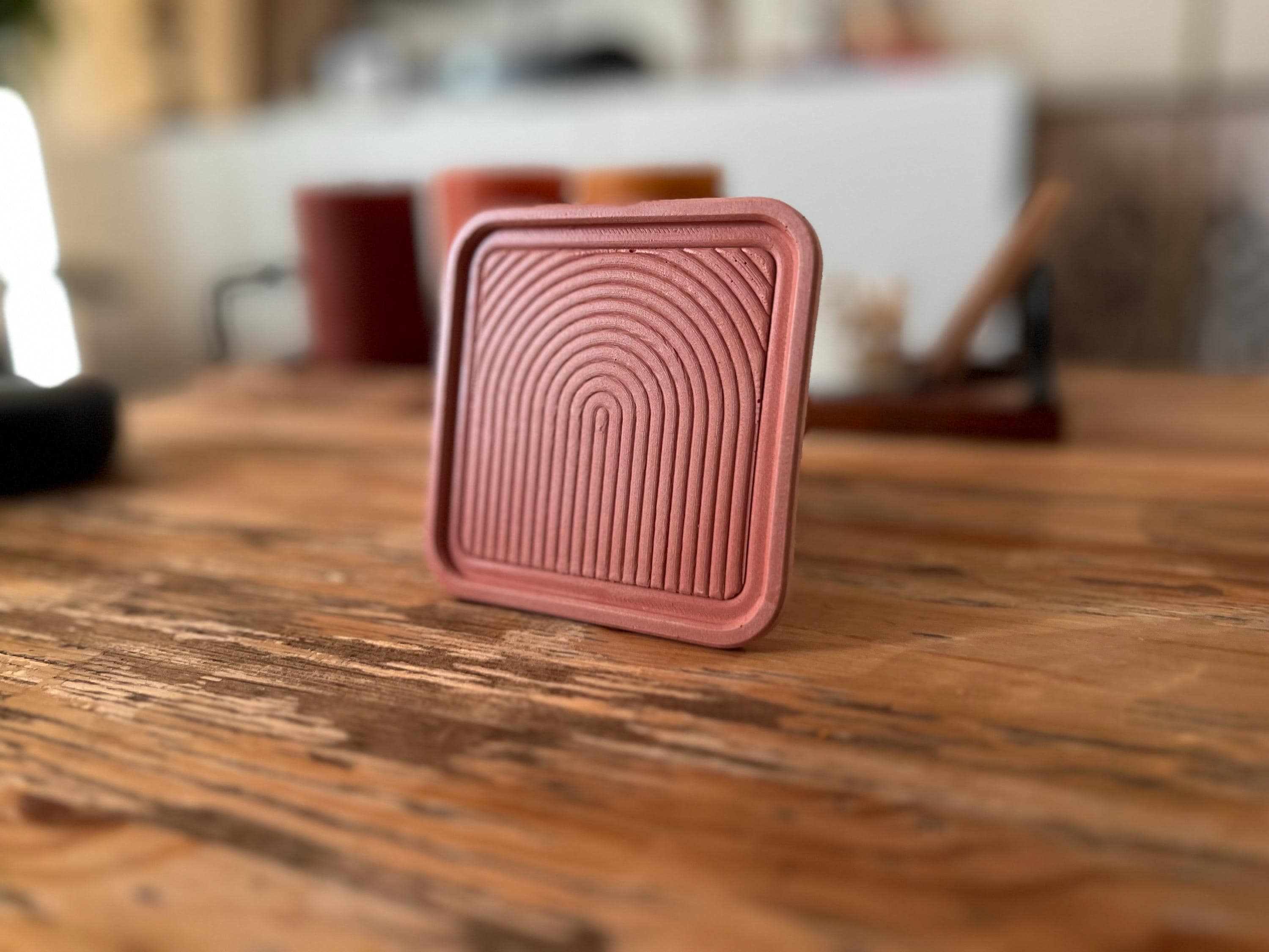Handmade Coasters with Arch Accent, Dusty Rose, Sage  Green, eco-resin drinkware, Textured Minimalist Home Decor