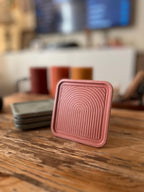 Handmade Coasters with Arch Accent, Dusty Rose, Sage  Green, eco-resin drinkware, Textured Minimalist Home Decor