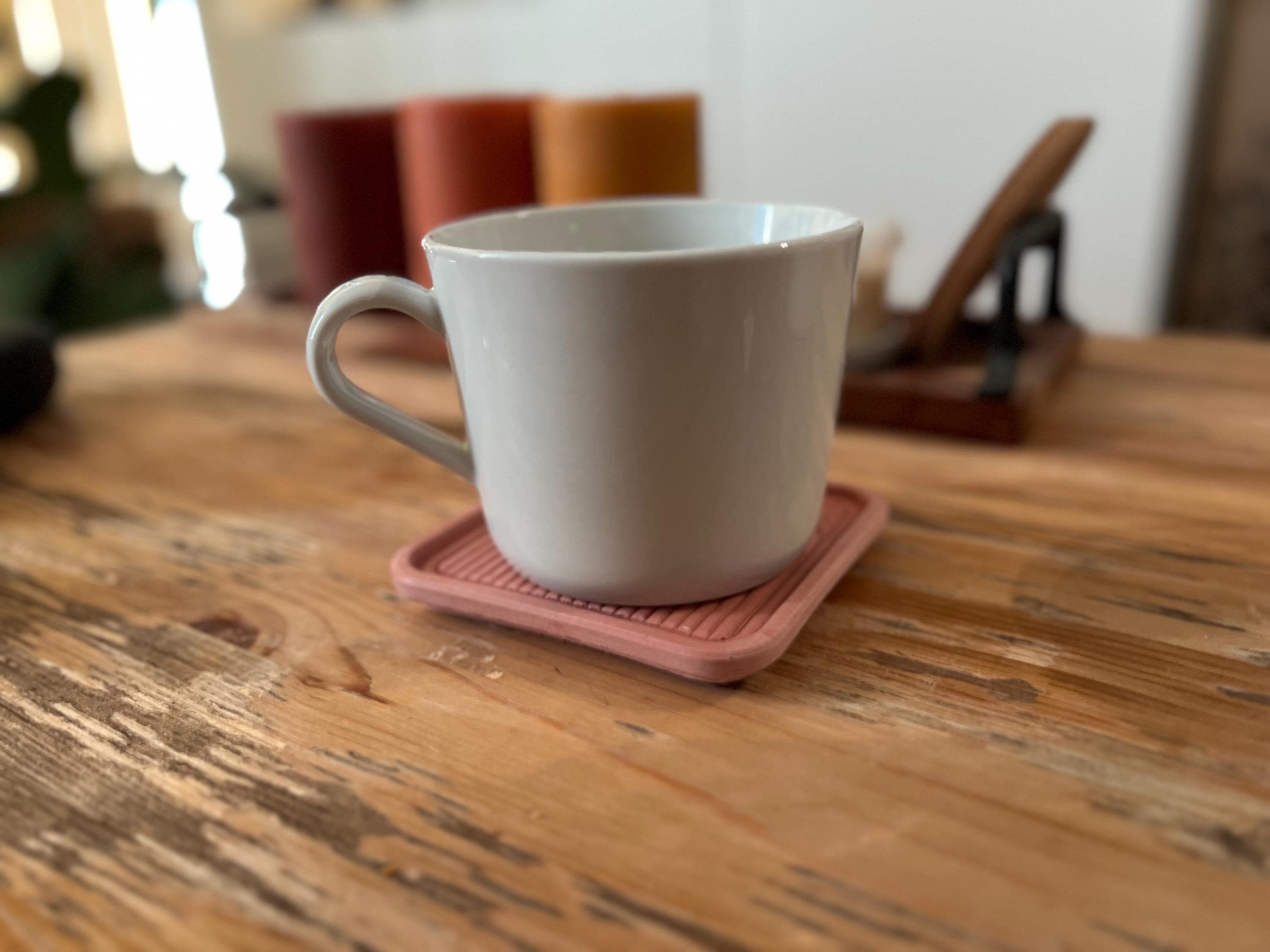 Handmade Coasters with Arch Accent, Dusty Rose, Sage  Green, eco-resin drinkware, Textured Minimalist Home Decor