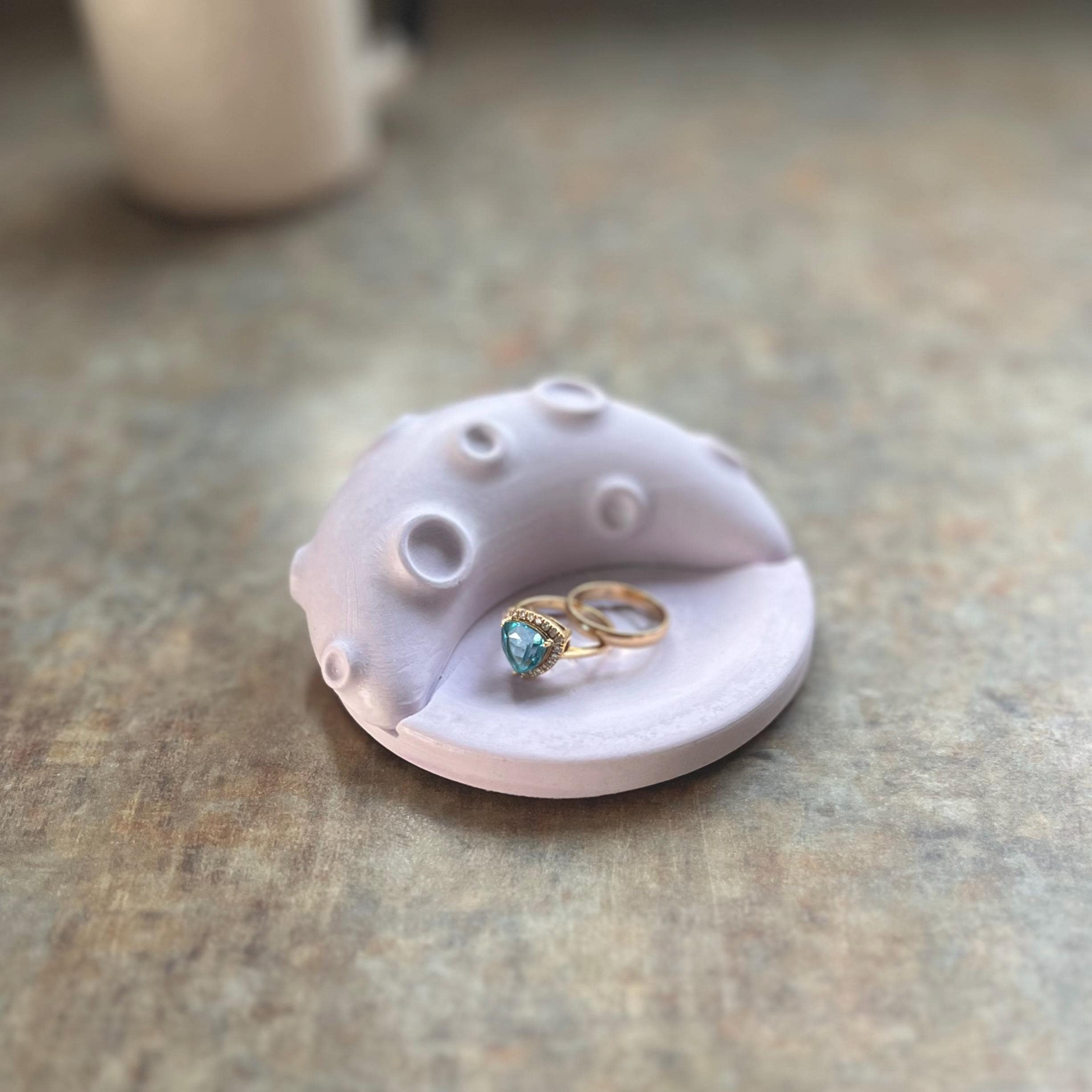 Custom Initials Ring Dish, Personalized Engagement Present, Wedding Anniversary Jewelry Bowl, Bachelorette Moon Themed Trinke