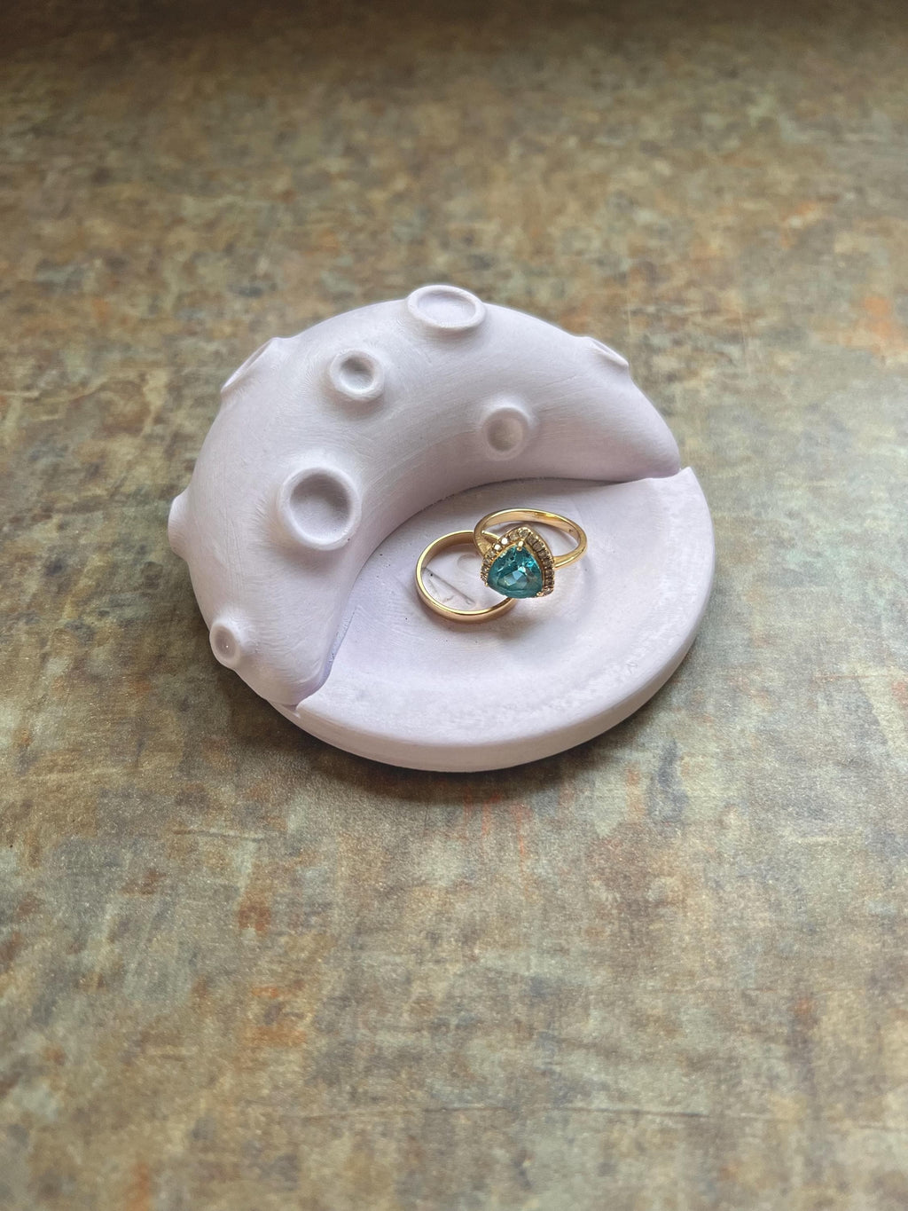 Custom Initials Ring Dish, Personalized Engagement Present, Wedding Anniversary Jewelry Bowl, Bachelorette Moon Themed Trinke