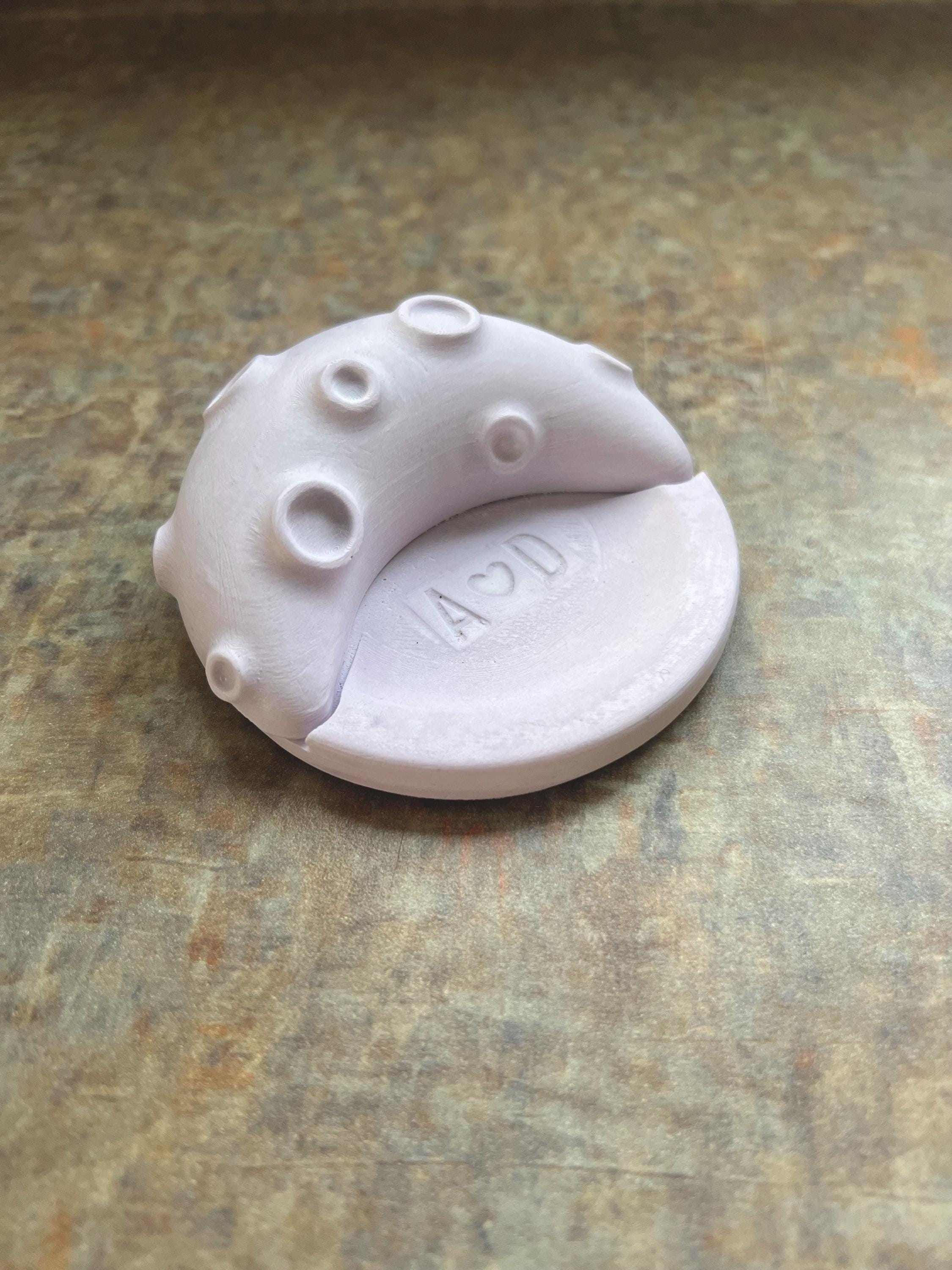 Custom Initials Ring Dish, Personalized Engagement Present, Wedding Anniversary Jewelry Bowl, Bachelorette Moon Themed Trinke