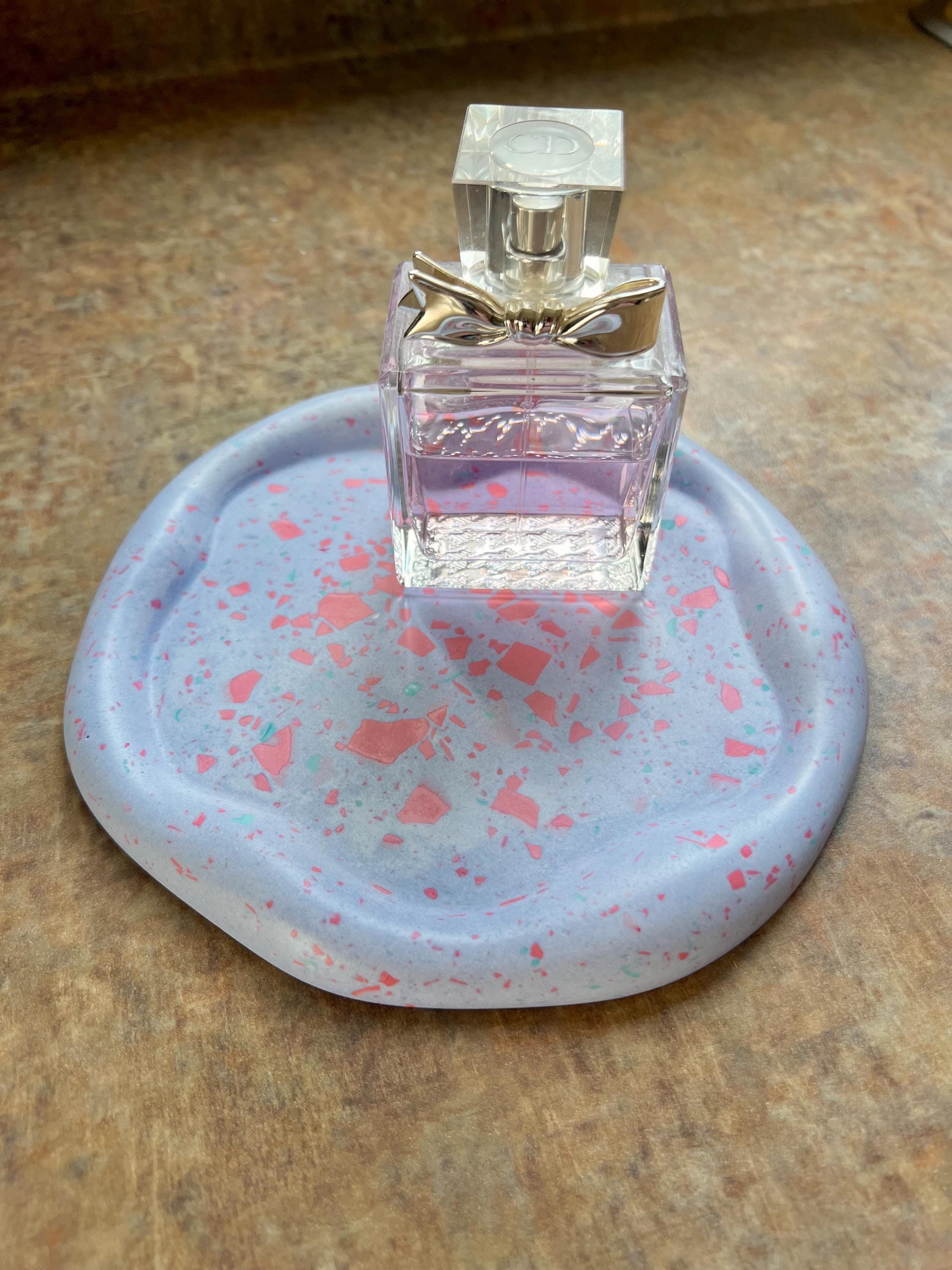 Handmade Terrazzo Irregular Tray, Periwinkle Blue and Pink, One Of A Kind Modern Home Decor
